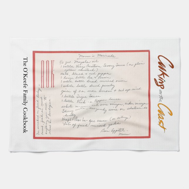 Mama's Handwritten Marinade Recipe Tea Towel (Horizontal)