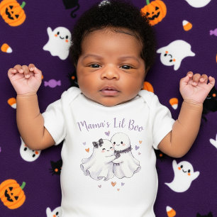 Mama's Lil Boo Cute Ghosts Halloween Baby Bodysuit
