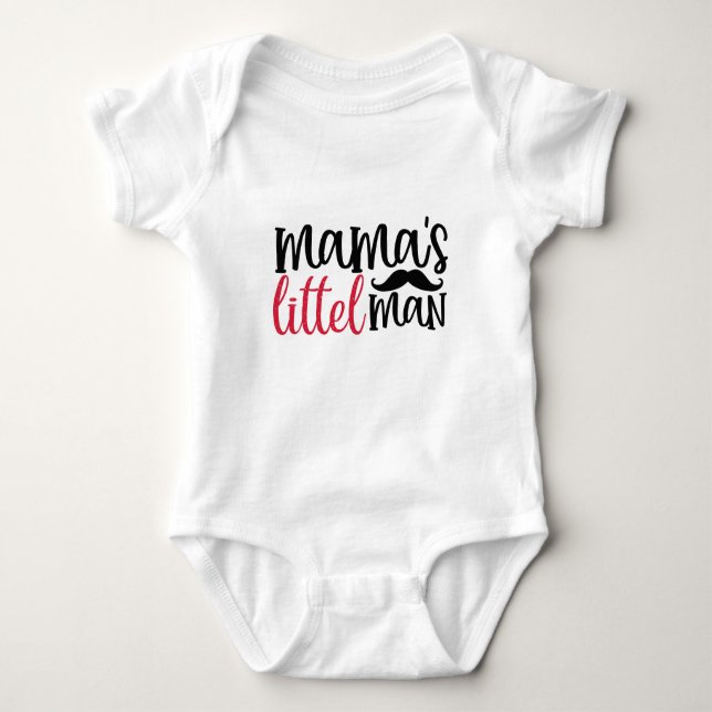 Mama's Little Man Typography  Baby Bodysuit (Front)