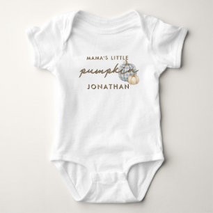 Mama's Little Pumpkin With Boy Name Baby Shower Bodysuit