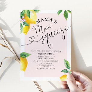 Mama's main squeeze lemon baby shower invitation