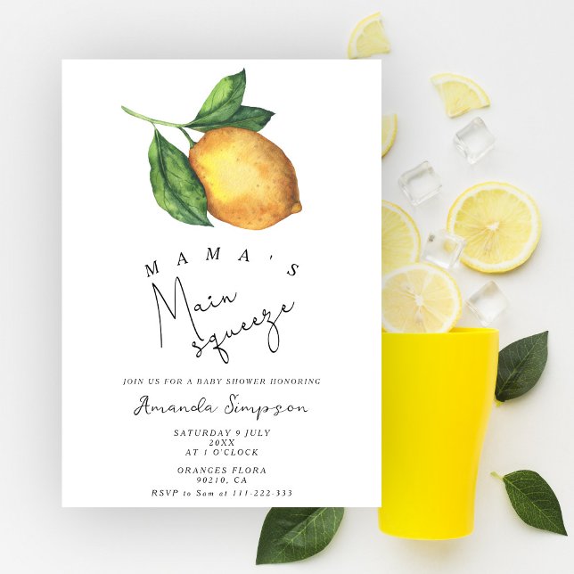 Mama's main squeeze Lemon baby shower Invitation (Creator Uploaded)