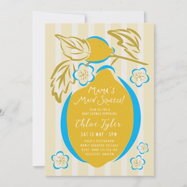Mama's Main Squeeze Lemon Baby Shower Invitation (Front)