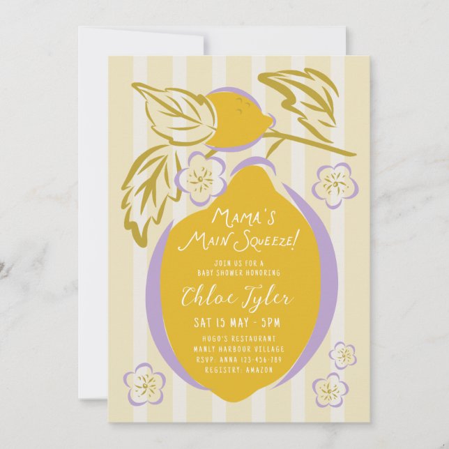 Mama's Main Squeeze Lemon Baby Shower Invitation (Front)