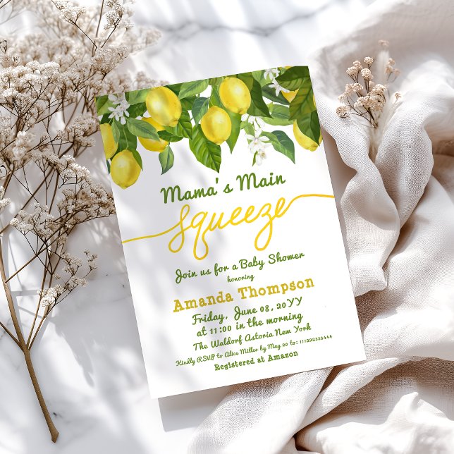 Mama's Main Squeeze Lemon Baby Shower Shower Invitation (Creator Uploaded)