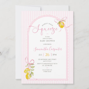 Mama's main squeeze Lemon bow baby girl shower Invitation