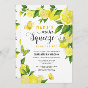 Mama's Main Squeeze Lemon Butterfly Baby Shower Invitation