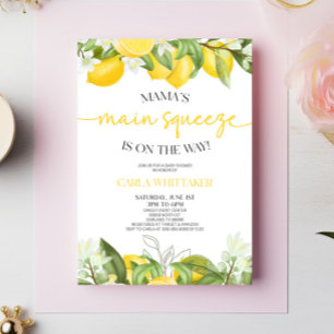 Mama's Main Squeeze Lemon Floral Baby Shower Invitation