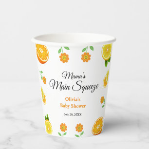 Mama's Main Squeeze Orange Citrus Baby Shower Paper Cups