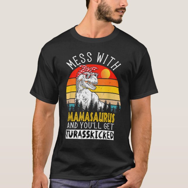 Mamasaurus  Mothers Mummy Dinosaur T Rex Saurus T-Shirt (Front)