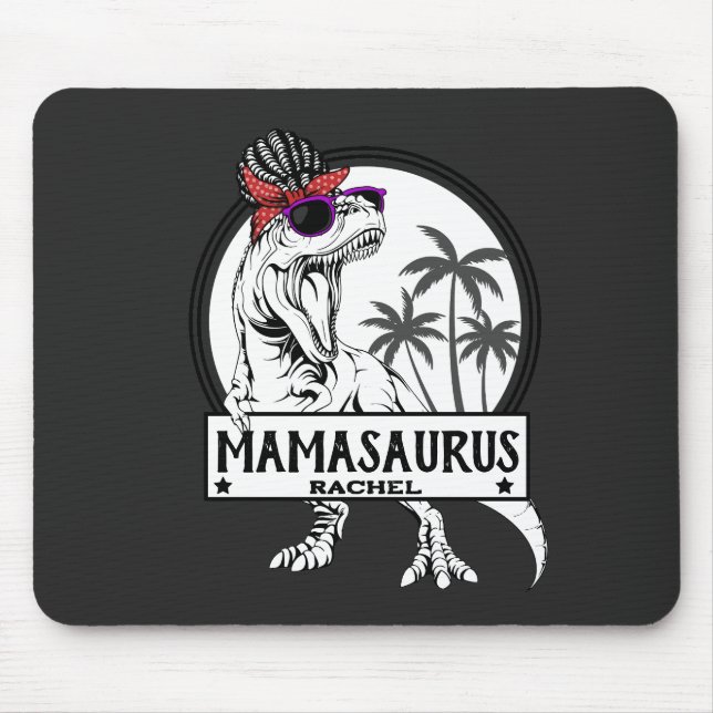Mamasaurus Mum T rex Dino Funny Custom Name Mouse Pad (Front)