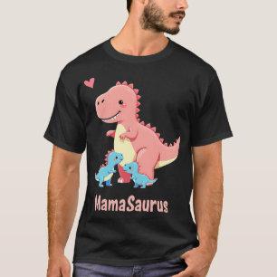 MamaSaurus Mummy & Twin Baby Boy T-Rex Dinosaurs T-Shirt