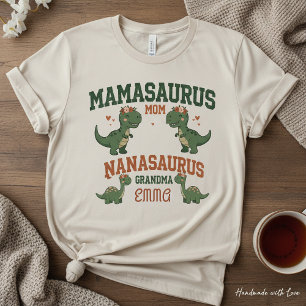 Mamasaurus & Nanasaurus Personalized Dinosaur  Tri-Blend Shirt