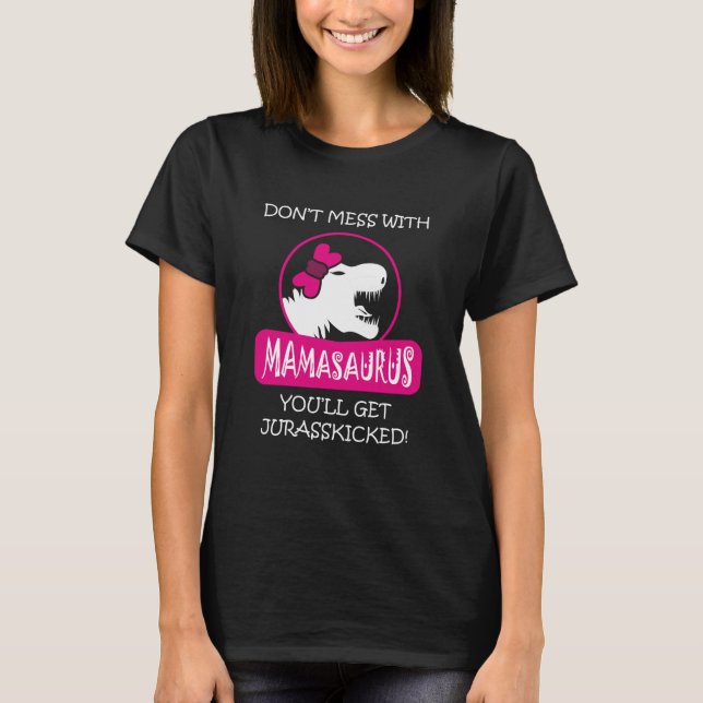 Mamasaurus Rex Dinosaur Autism Mother's Day T-Shirt (Front)