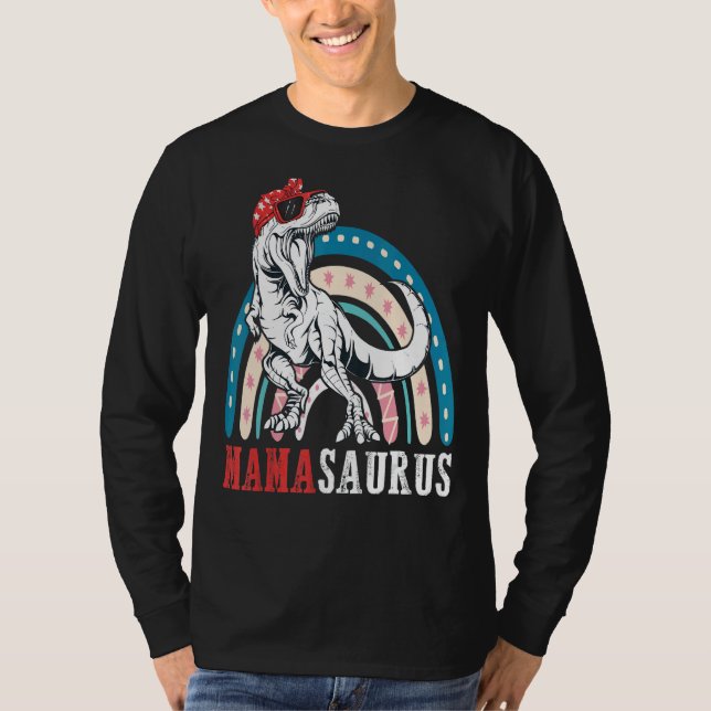 Mamasaurus Rex Dinosaur  Mama Saurus Rainbow T-Shirt (Front)