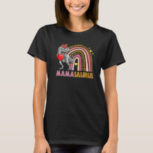 Mamasaurus Rex Dinosaur Mum Saurus Leopard Rainbow T-Shirt