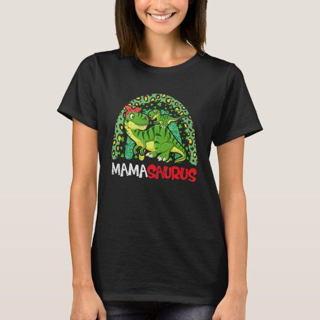 Mamasaurus Rex Dinosaur  Rainbow Mama Saurus Mothe T-Shirt (Front)