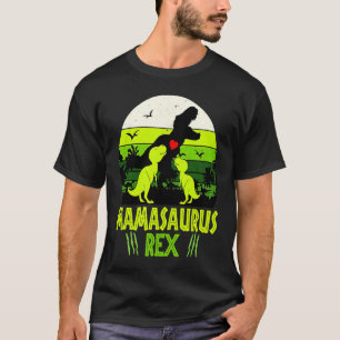 Mamasaurus Rex I Two Kids Mom and Dinosaur Mom T-Shirt