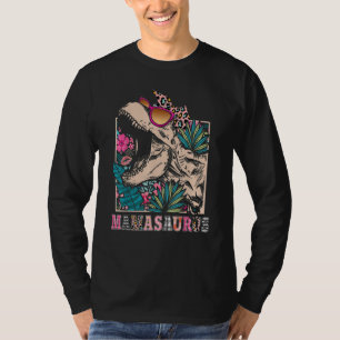 Mamasaurus Rex Mom Dinosaur Leopard Flower Rex Mam T-Shirt
