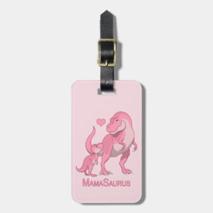 MamaSaurus T-Rex and Baby Girl Dinosaurs Luggage Tag