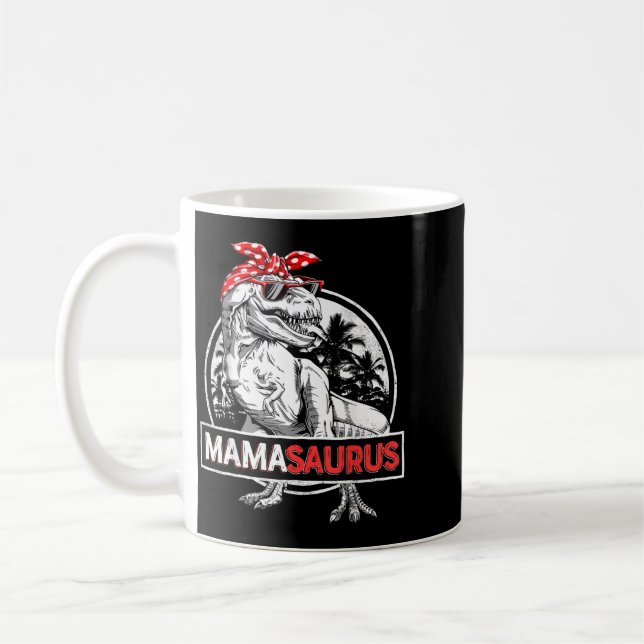 Mamasaurus T Rex Dinosaur Funny Mama Saurus Coffee Mug (Left)