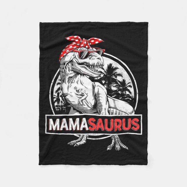 Mamasaurus T Rex Dinosaur Funny Mama Saurus Fleece Blanket (Front)