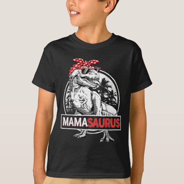 Mamasaurus T Rex Dinosaur Funny Mama Saurus T-Shirt (Front)
