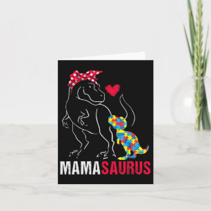 Mamasaurus T Rex Dinosaur Mama Saurus Autism Aware Card