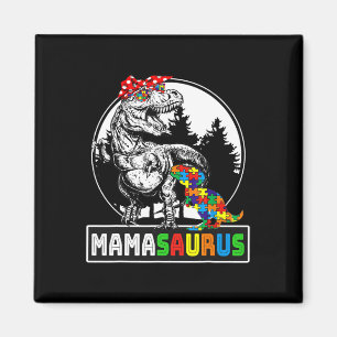 Mamasaurus T Rex Dinosaur Mama Saurus Autism Aware Magnet
