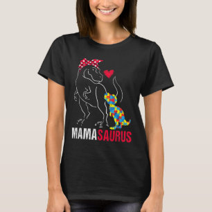 Mamasaurus T Rex Dinosaur Mama Saurus Autism Aware T-Shirt