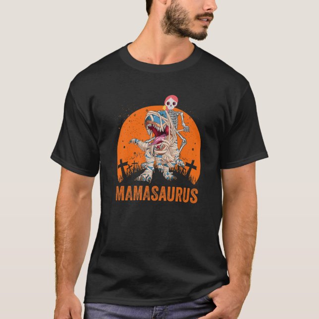 Mamasaurus T Rex Dinosaur Mama Saurus Funny Sunset T-Shirt (Front)