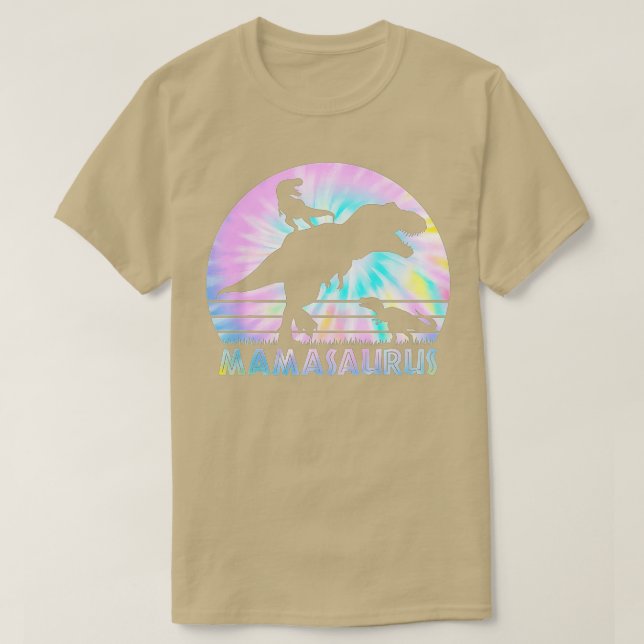Mamasaurus Tie Dye Sunset Funny Dinosaur Mother of T-Shirt (Design Front)