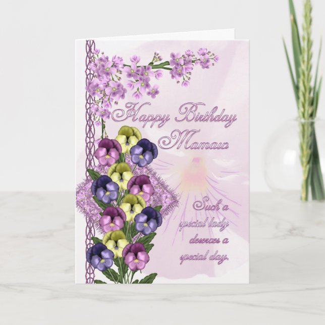 Mamaw Birthday Card - Pansy (Front)