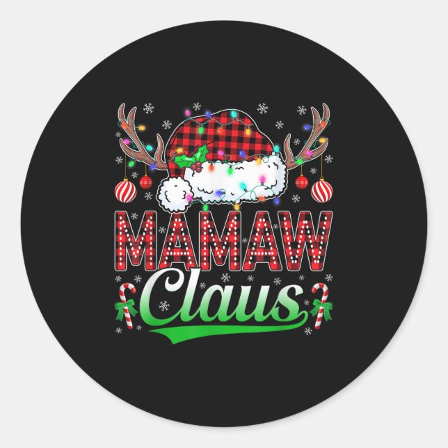 Mamaw Claus Christmas Lights Matching Family Xmas  Classic Round Sticker (Front)