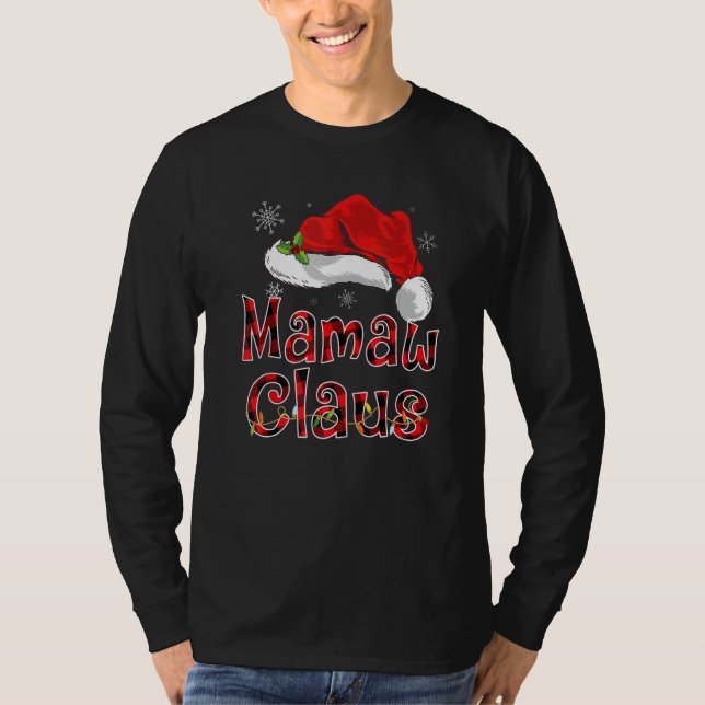 Mamaw Claus Christmas Red Plaid Family Matching Pa T-Shirt (Front)