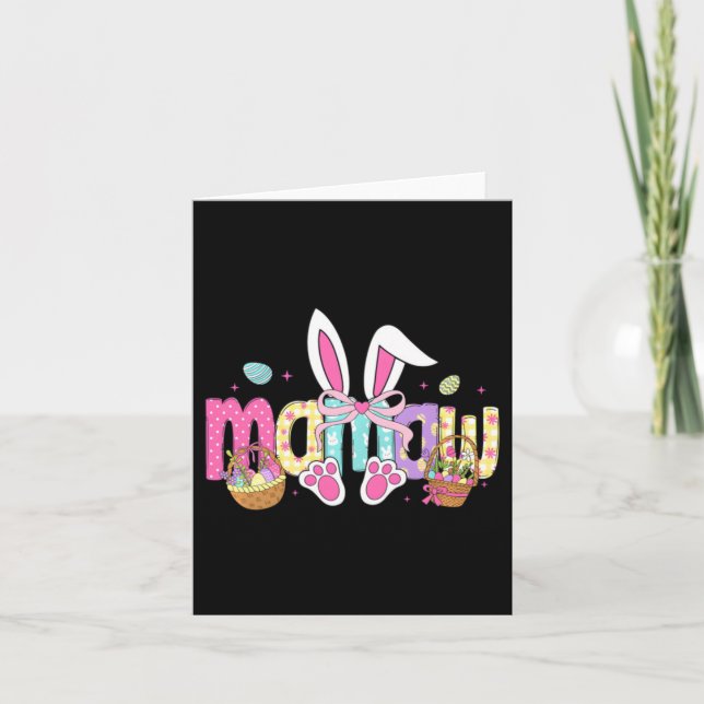 Mamaw Coquette Bow Bunny Ears Easter Design Card (Front)