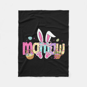 Mamaw Coquette Bow Bunny Ears Easter Design Fleece Blanket