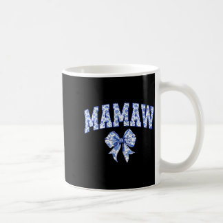 Mamaw Coquette Toile Blue Bow Floral Family Matchi Coffee Mug