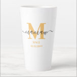 Mamaw Elegant Script Monogram Sunny Yellow  Latte Mug<br><div class="desc">Latte mug for a new memaw or long established one! which you can personalise with the date they became a grandmother. This trendy minimalist design has a sunny colour palette of golden yellow, black and white. It has a Mamaw monogram, with the initial letter M and the name mamaw, lettered...</div>