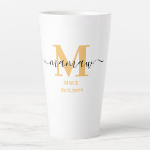 Mamaw Elegant Script Monogram Sunny Yellow Latte Mug