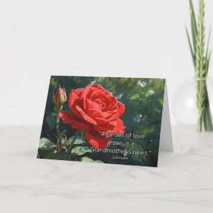 Mamaw Grandparents Day Red Rose and Garden Quote Card
