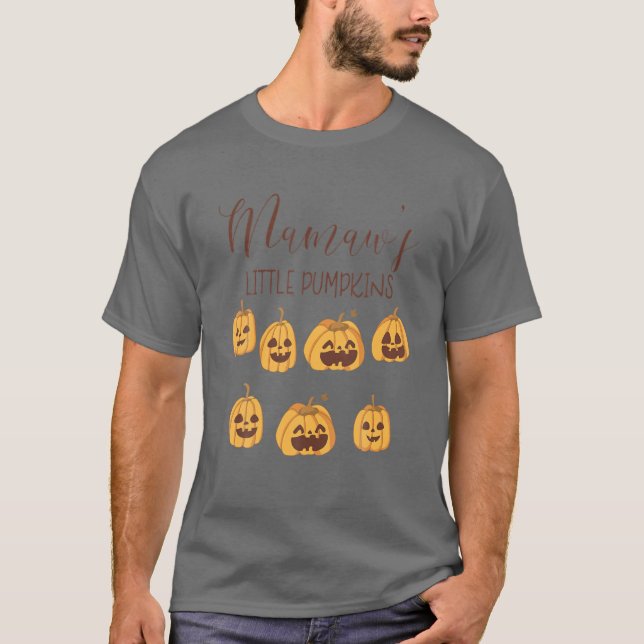 Mamaw Little Pumpkins - Funny Pumpkin T-Shirt (Front)