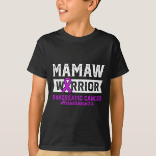 Mamaw of a Warrior Pancreatic Purple Ribbon Suppor T-Shirt
