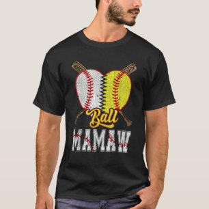 Mamaw Of Both Ball Mamaw Baseball Softball Pride T-Shirt