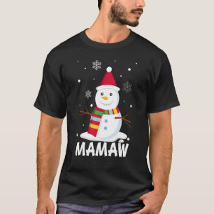 Mamaw Snowman Santa Christmas Matching Family T-Shirt