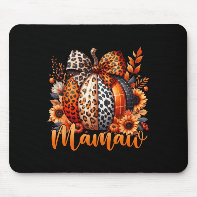 Mamaw Thanksgiving Leopard Pumpkin Sunflower Coque Mouse Pad (Front)
