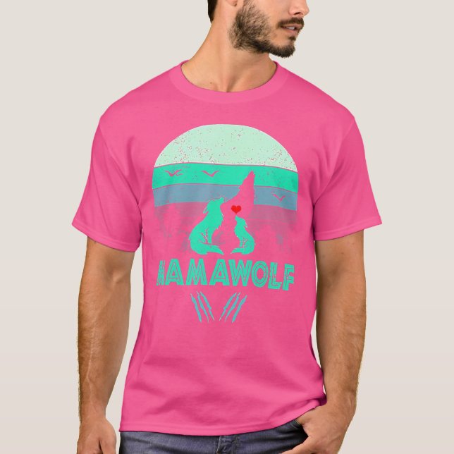Mamawolf Funny Wolf Mama Sunset T-Shirt (Front)