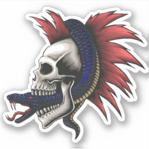 Mamba Venomous Snake Skull Red Mohawk