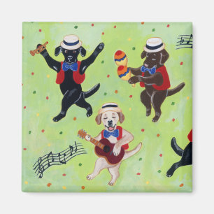 Mambo Labrador Musicians Painting Magnet