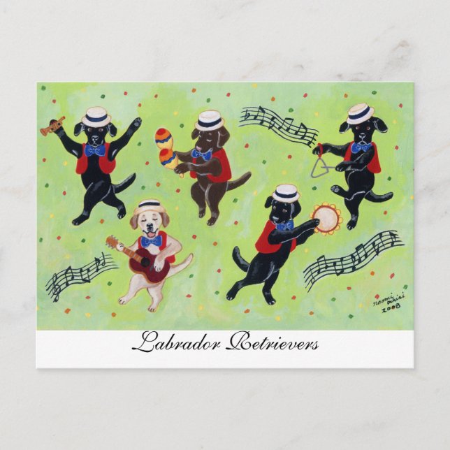 Mambo Labrador Musicians Painting Postcard (Front)